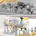 HIHEGD 2-Tier Bathroom Organizer with Dividers, Clear Under Sink and Pull-Out Cabinet Organizer for Kitchen and Pantry Storage