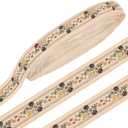 arricraft 11 Yards Antique White Flowers Jacquard Ribbon, 1.1in Wide Ethnic Embroidered Boho Sewing Ribbon Polycotton Woven Lace Trim Roll for DIY Sewing Vintage Home Decor