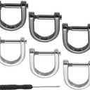 PATIKIL 3/8" D-Rings Screw in Shackle, 8 Pcs Horseshoe U Shape D Ring Zinc Alloy Semicircle Buckles Replacement for Purse Keychain Collar Accessories Craft, Silver/Black