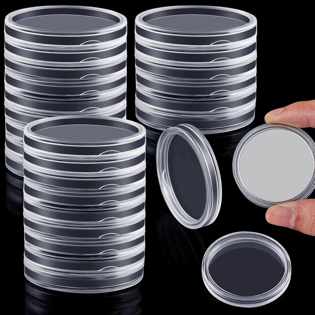 50 Pcs 38 mm Acrylic Silver Dollar Case, Coin Capsules Coin Storage Cases Silvers Bar Capsule Holders Clear Dollar Coins Holder Coins Collection Supplies for Morgan, Peace, IKE Silver Dollars