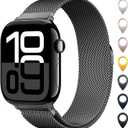 Original Stainless Steel Mesh Loop Compatible with Apple Watch 38mm 40mm 41mm 42mm 44mm 45mm 46mm 49mm Women Men, Magnetic Clasp Replacement for iWatch Bands Series 11 10 9 8 7 6 5 4 Ultra SE 3 2 1 (Black)