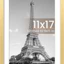 upsimples 11x17 Picture Frame, Display Pictures 9x15 with Mat or 11 x 17 Without, Wall Hanging Poster Frames, Gold, 1 Pack