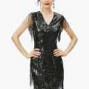 BABEYOND 1920s Flapper Dress Long Fringed Gatsby Roaring 20s Sequins Beaded Vintage Art Deco 4XL