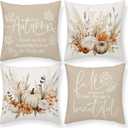 Fall Pumpkin Pillow Covers Autumn Bohemia 18 x 18 Inch Throw Pillows Thanksgiving Harvest Farmhouse Cushion Case Thankful Grateful Farmhouse Decorations for Couch Sofa Set of 4