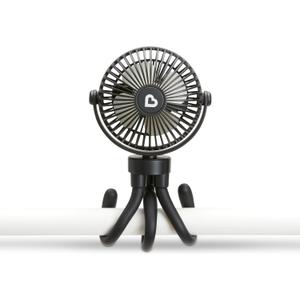 Munchkin Stroller Fan - Portable Fan for Travel, Baby Gear Accessory with 4 Speeds, Flexible Clip-on Leg Attachment, Rechargeable Battery, Black with Multicolored LED Lights