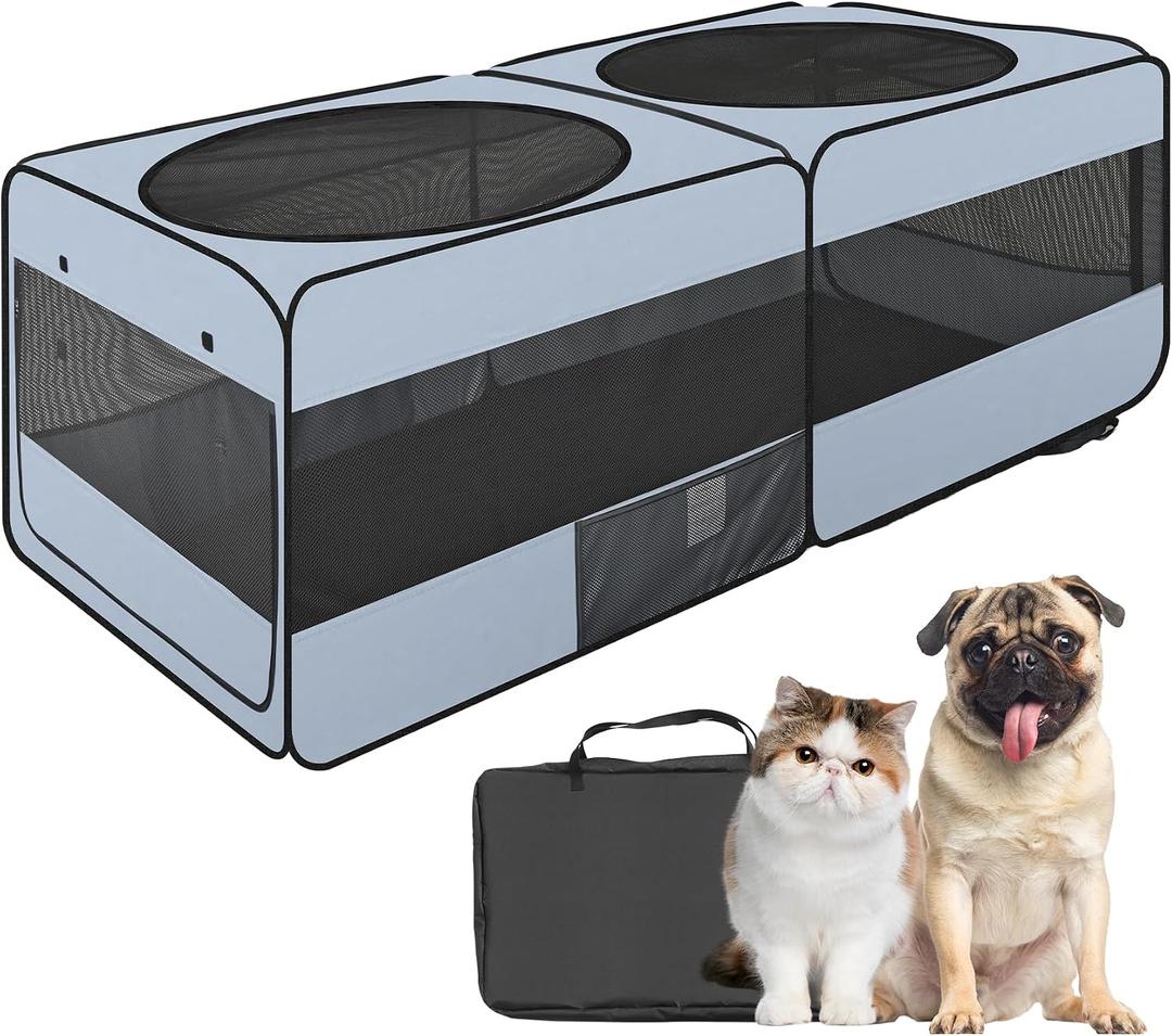 2-in-1 Dog Playpen, 58''Pop Up Cat Puppy Pet Playpen Indoor/Outdoor Cats Enclosed, Cat Dog Tent Crate Cage Kennel, Portable Playpen for Kitten, Small Animals Play Pen(No Divider, Unified Space)