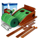 Golf Putting Mat for Indoor, Putting Green Training Equipment with Ball Return, Mini Golf Practice Training Aid for Home and Office, Golf Gifts for You