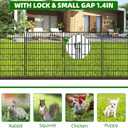 15 Panels Garden Fencing Animal Barrier with Lock, 33 in(H) X 36 ft(L) Dog Fence Outdoor for Yard Rustproof No Dig Decorative Tall Garden Fences Metal Wire Panel Border Rabbit Ground Stakes Fencing