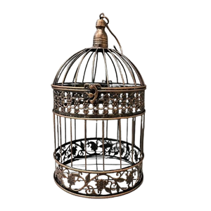 Round Birdcages Vintage Decorative Iron Bird cage Wedding Decor Flower cage Decor Props Hanging Flower Frame Bird cage decorCenterpieces Small Birds Wedding Party Indoor Ourdoor Decoration (Bronze)