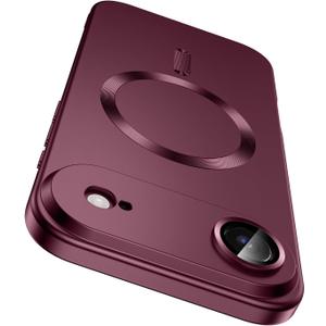 LEKEVO Magnetic for iPhone Air Case, Compatible with MagSafe, Built-in Camera Lens Protector, Slim Thin Soft Silicone Bumper Shockproof Metallic Luster Phone Case for iPhone 17 Air (Burgundy Red)