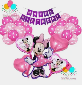 Cute Mouse Birthday Decorations, Oh Twodles Party Supplies Girl 5th, Party Decorations for Girls with Includes Happy Birthday Banner, Tablecloth, Cake Cupcake Toppers,Bow Foil Balloon (Color 5)