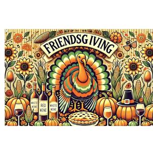 WOLADA Friendsgiving Backdrop Friendsgiving Banner Thanksgiving Party Photography Background 70.8x47.2 Inches FW124
