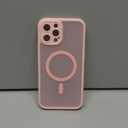 TOCOL Magnetic for iPhone 12 Pro Max Case, Upgraded Full Camera Protection, Compatible with Magsafe, Drop Protection, Translucent Matte Back Bumper Phone Cover 6.7-InchPink