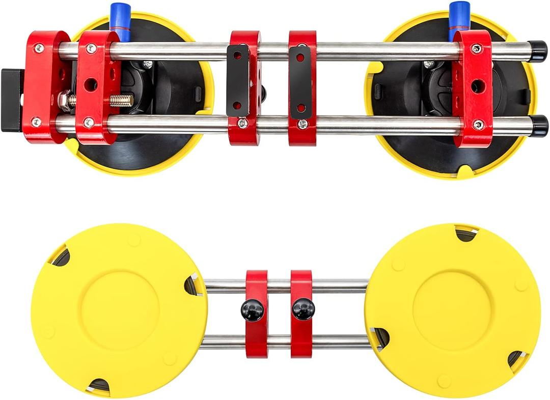 HIGHTOP 2PCS 6 inch Seamless Seam Setter With Vacuum Suction Cups For Seam Joining Leveling,Solid Countertop Installation Tool for Quartz slabs ，Granite, Stone, Marble,Tile Gap Regulator Red