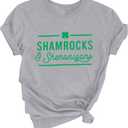 Womens St Patrick's Day Shirts Shamrocks and Shenanigans Shirt Everybody in The Pub Lucky Tshirt Irish Tee Tops (XX-Large, Light Grey-1)