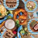 161 Oktoberfest Party Supplies Dinnerware Set - Bavarian German Design with Plates Cutlery Cups & Tablecloth-Blue Diamond Themed Decor for 20 Guests Perfect for Beer Festival, Oktoberfest Celebration