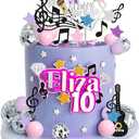 Pink and Purple Music Cake Topper for Girl PoP Music Concert Theme Birthday