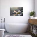 PBXBJY Bathroom Wall Art Orchid Flower with Black Zen Stone Pictures SPA Candle Picture Prints Still Life Canvas Painting for Meditation Spiritual Room Decor (White, (16.00" x 24.00"))