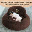 PetJett Calming Dog Bed for Small Dogs 23" Donut Dog Beds, Anti-Slip & Washable Fluffy Plush Faux Fur Pet Bed, Anti-Anxiety Premium Comfort Round Puppy Bed, Fits Dogs up to 25 lbs, Brown, Small