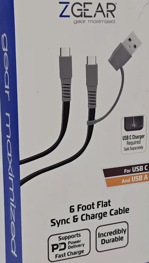 Zgear USB C Charger Required Sold Separately 6 Foot Flat Sync & Charge Cable