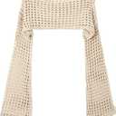 Verdusa Women's Crochet Shoulder Shrugs Summer Lightweight Hollow Half Sleeve Cardigan Grunge Clothes Khaki Small