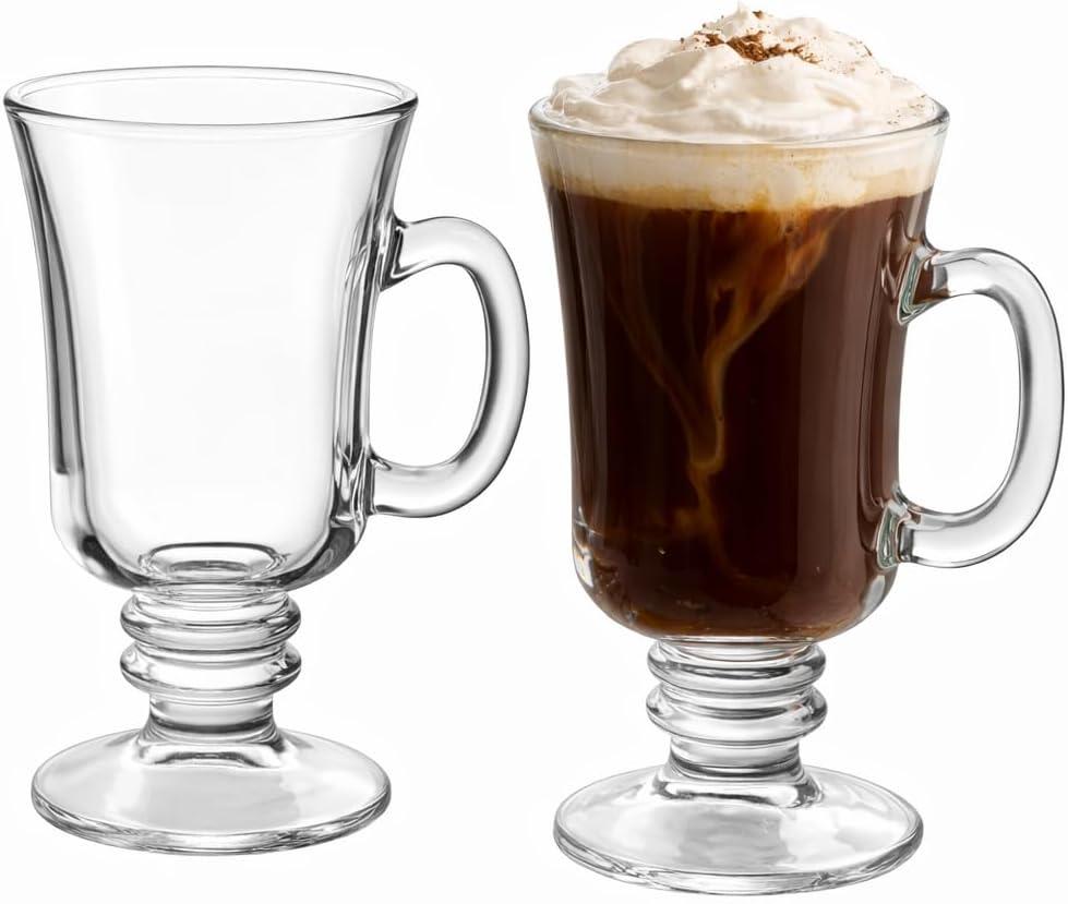 B Unique Lead-Free Irish Crystal Glass Set for Coffee, Mulled Wine, Tea & Other Beautiful Drinks for Entertaining Pack of 2