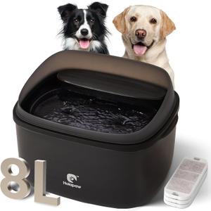 Dog Water Fountain for Large Dogs, 2.1Gal/8L Dog Water Bowl Dispenser, No Spill Automatic Pet Water Fountain for Dogs Cats Multiple Pets with Ultra Quiet Pump, 3 Filter Replacement, Black