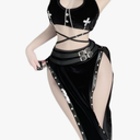 QNCLO
Women's cosplay sexy high slit cheongsam underwear lace mesh velvet Chinese dress One Size