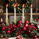 Angoily 5 Pcs Candle Holder Stakes Taper Candlestick Holders, Golden Christmas CandleholdersDIY Metal Candle Stand with Spike, for Christmas Tree Table Decor Festive Party Centerpiece