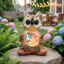 Solar Garden Sculpture, Resin Owl Outdoor Solar Light Ideal for Gardens, patios, courtyards, and as a Decorative Night Light for Indoor Home desks