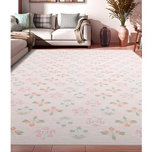 YIHOUSE Pink Floral Washable Area Rug 120 x 82 Inch'- Large Colorful Living Room Rug Ultra-Thin Non-Slip Area Rug for Bedroom, Nursery Room, Kids Room (Pink, 120 x 82 Inch) YIHOUSE Pink Floral Washable Area Rug 120 x 82 Inch'- Large Colorful Living Room Rug Ultra-Thin Non-Slip Area Rug for Bedroom, Nursery Room, Kids Room (Pink, 120 x 82 Inch)