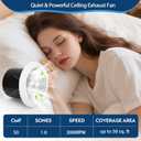 V2262-50 7 Inch Bathroom Exhaust Fan, 50 CFM Quiet Bathroom Vent Fan, 1.0 Sones Low Noise Fans for Ceiling, Kitchen Exhaust Fan, Garage Ceiling Fan for Mobile Home, Laundry