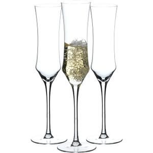 BACLIFE Hand Blown Crystal Champagne Flutes, Sparkling Champagne Glasses Set of 3-  7 Ounce
