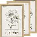 12x18 Frame Set of 3, Natural Oak Wood Picture Frame 12x18 for Photos, Posters and Art Prints, HD Tempered Glass, Wall Hanging
