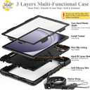 SEYMAC stock Case for Samsung Galaxy Tab A9 8.7'', Full-Body Drop Protection Case with Screen Protector Pencil Holder [360 Rotating Hand Strap] &Stand, Black