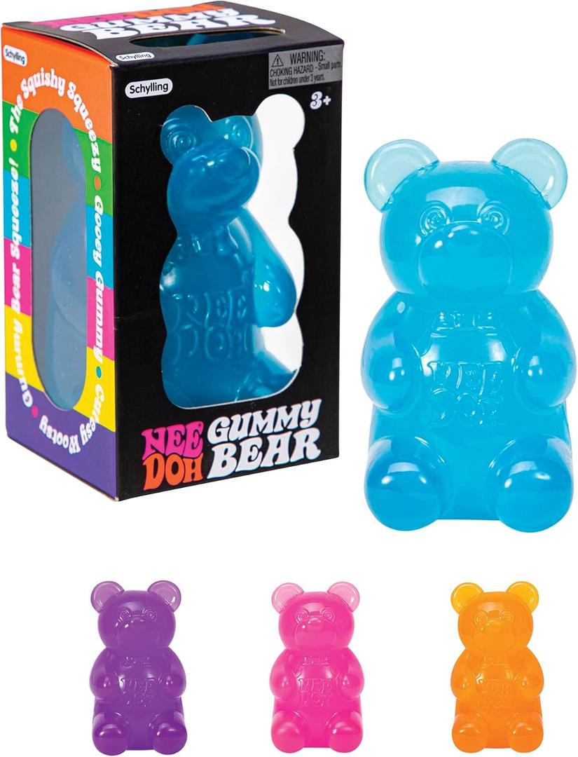 Schylling NeeDoh Gummy Bear - Sensory Fidget Toy with Jelly-Like Filling - 3.5" Tall  (Pack of 1)