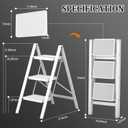 DIAMONDFORGE 3 Step Ladder, Folding Step Stool with Anti-Slip Wide Pedal, Anti-Slip Feet, Sturdiest Steel Construction, 330lbs Capacity Steel Ladder for Home and Office, White