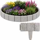 Imitation Stone Garden Fence Edging Border , Interlocking No Dig Stone Look Landscape Edging Fence for Flower Beds, Lawn, Yard & Pathway, Decorative Plastic Outdoor Garden Border Panels, 10PCS Gray