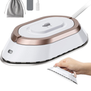 Portable Travel Iron, Dual Voltage 120V/220V, Lightweight with Storage Bag, White and Rose Gold