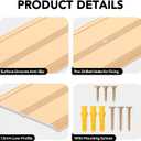 Raytano 36"L2.4"W 0.1"H Flat Profile Aluminum Floor Transition Strip, Metal Door Threshold for Carpet Wood Tile Vinyl Flooring Gaps, Indoor and Outdoor Doorway Decoration Protector(Golden,1pcs)