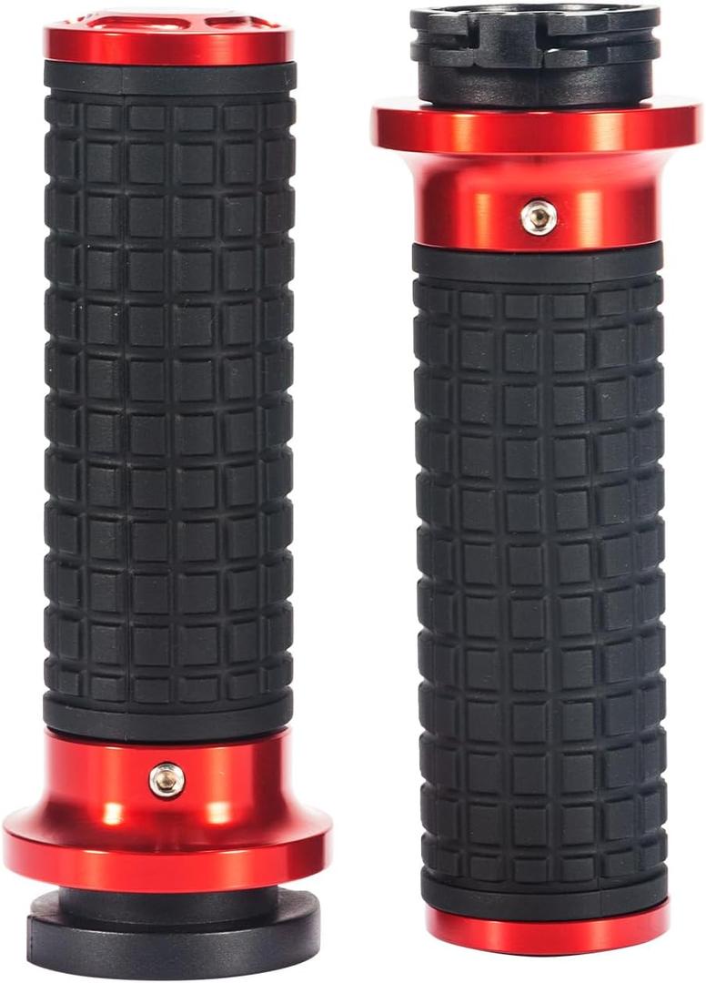 Motorcycle CNC Hand Grips Aluminum Rubber Handlebar Hand Grips for Harley Davidson Dyna Super Glide,Softail Fat Boy Low Rider,Road Glide Sportster V-Rod,Electra Glide