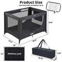 Pamo Babe Pack and Play Portable Baby Crib Foldable Playard Leightweight Travel Playpen for Tooddlers and Infant Black