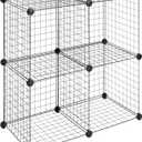 Whitmor Storage Cubes - Stackable Interlocking Wire Shelves -Black (Set of 4)