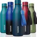 BJPKPK Insulated Water Bottles, 18 oz Stainless Steel Metal Water Bottle with Strap, BPA Free Leak Proof Jugs, Mugs, Flasks, Reusable Thermal Flasks for Sports & Travel, Sea