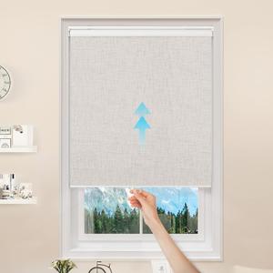 GENIMO 100% Blackout Roller Window Shades, Window Blinds Cordless with Thermal Insulated, UV Protection Fabric, Mini French Door Blinds for Home, Office, Bedroom, Easy to Install, Ivory, 22" W X 75" H