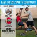 Zip Line Kit for Kids and Adults, 100/120 / 150/200 ft, Up to 350 Lbs, Rustproof Stainless Steel, Quick Setup with Ratchet, Safety Harness, Backyard Adventure Fun Includes Climbing Holds