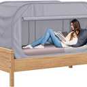 Skywin TidyFriend Twin Bed Tent, Pop-Up Privacy Canopy & Tent Beds for Kids and Adults Cozy, Light Blocking, Breathable Pongee Fabric for Sleep, Play, or Study, Collapsible Design (Modern Grey)