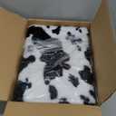 Multifunctional Vanity Stool Chair for Vanity, Padded Seat, Storage Ottoman in Rectangle Fuzzy Fluffy Design, Footrest and 4 Gold Legs for Makeup Room, Bedroom, Living Room, Cow