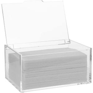 rejomiik Acrylic Dryer Sheet Holder Clear Dryer Sheet Dispenser Container Box with Lid and Anti Scratch Film for Laundry Room Fabric Softener Sheets Storage Organization, Transparent (Medium)