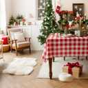 Waterproof Checkered Tablecloth Fabric - Rectangle 58x84 Inch Classic Gingham Buffalo Plaid Table Cloth for Indoor/Outdoor Use - Washable Table Cover for Kitchen, BBQs, and Parties